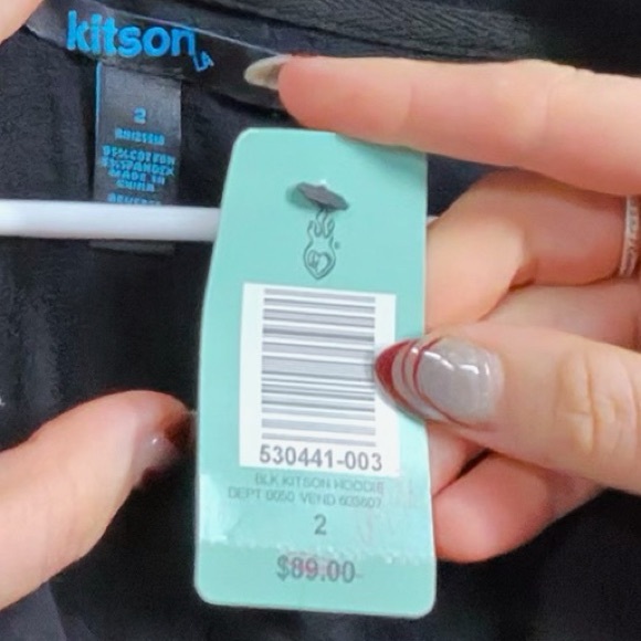 Kitson LA Black Hoodie with Pink Stars and Yellow Text - Picture 5 of 8